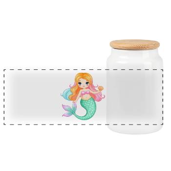 Sirène de bande dessinée avec coquillage – Design magique - Boîte à biscuits avec couvercle en bois - blanc - Devant