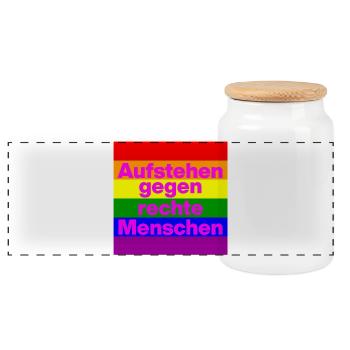 AUFSTEHEN GEGEN RECHTE MENSCHEN, WAHL, NO AFD - Panorama Keksdose mit Holzdeckel - Weiß - Vorne