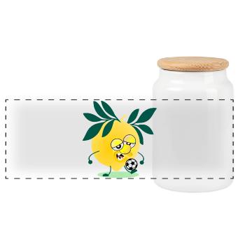 Lemon du football pour enfants - Boîte à biscuits avec couvercle en bois - blanc - Devant