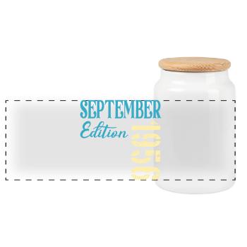 September 1956 - 70th birthday - Panoramic Cookie Jar with Wooden Lid - white - Front