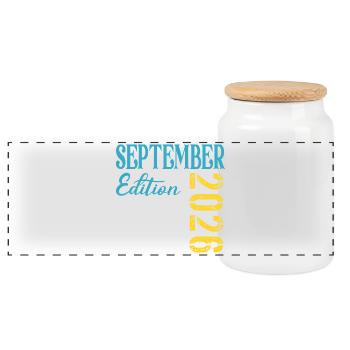 Naissance du bébé en septembre 2026 - Boîte à biscuits avec couvercle en bois - blanc - Devant
