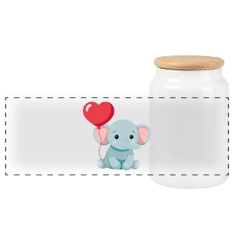 Petit éléphant mignon - Boîte à biscuits avec couvercle en bois - blanc - Devant