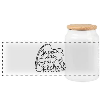 Je peux pas j’ai pêche - Boîte à biscuits avec couvercle en bois - blanc - Devant