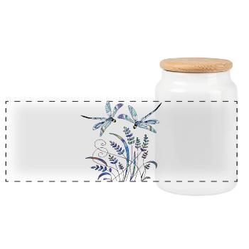 important - Panoramic Cookie Jar with Wooden Lid - white - Front