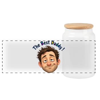 Le meilleur portrait de Papa dans un dessin animé - Boîte à biscuits avec couvercle en bois - blanc - Devant