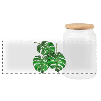 feuilles - Boîte à biscuits avec couvercle en bois - blanc - Devant