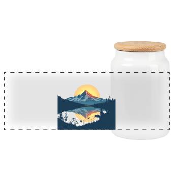 Reflet du coucher de soleil de Mountain Lake - Boîte à biscuits avec couvercle en bois - blanc - Devant