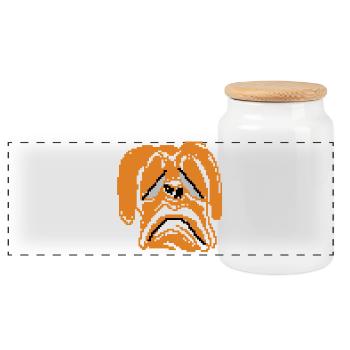 Sad Dog - Panoramic Cookie Jar with Wooden Lid - white - Front