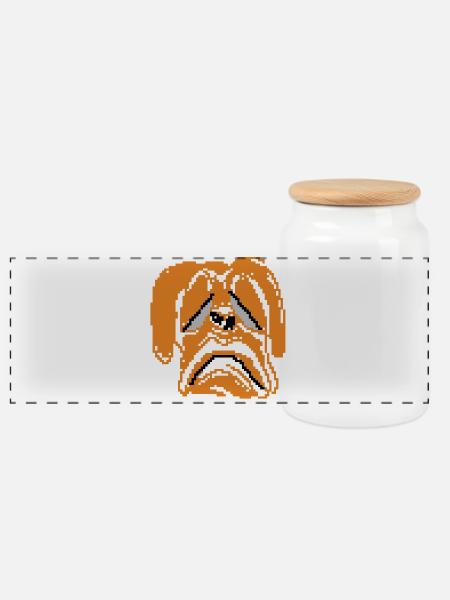 sad dog - Panorama Keksdose mit Holzdeckel - Weiß