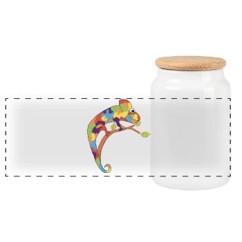 Neurodivergent chameleon - Panoramic Cookie Jar with Wooden Lid - white - Front