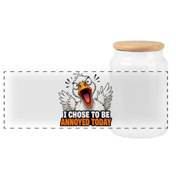 Drôle de mème autocollant vectoriel d’oie en colère - Boîte à biscuits avec couvercle en bois - blanc - Devant