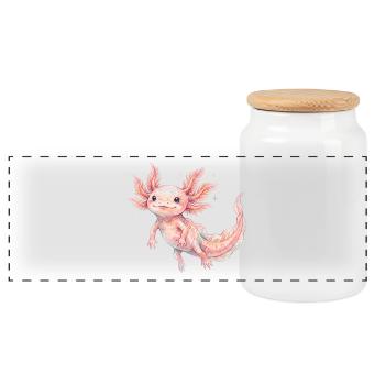 Mignon bébé axolotl rose en style aquarelle - Boîte à biscuits avec couvercle en bois - blanc - Devant