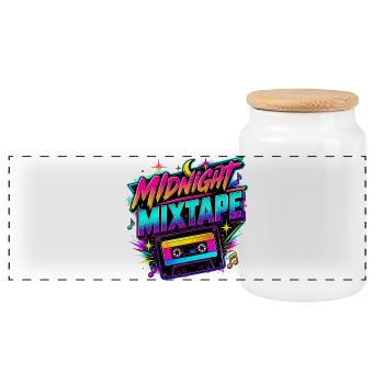 Midnight Mixtape 80s - Panoramic Cookie Jar with Wooden Lid - white - Front