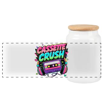 Casette Crush années 80 - Boîte à biscuits avec couvercle en bois - blanc - Devant