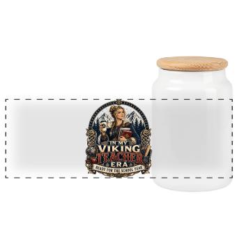Ère des professeurs vikings : prêts pour l’école - Boîte à biscuits avec couvercle en bois - blanc - Devant