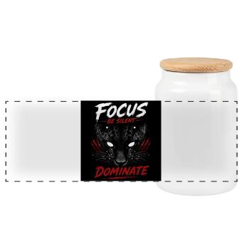 Concentre-toi, sois silencieux, domine Panthère - Boîte à biscuits avec couvercle en bois - blanc - Devant