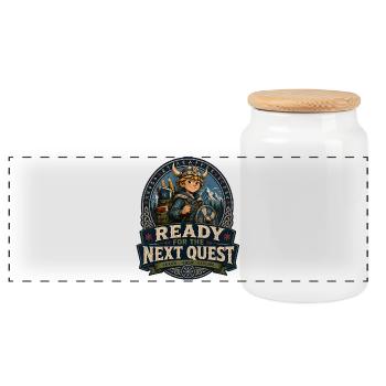 Viking Quest: Ready for the Next Adventure - Panoramic Cookie Jar with Wooden Lid - white - Front