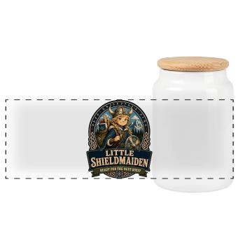 Little Shieldmaiden Quest - Panoramic Cookie Jar with Wooden Lid - white - Front
