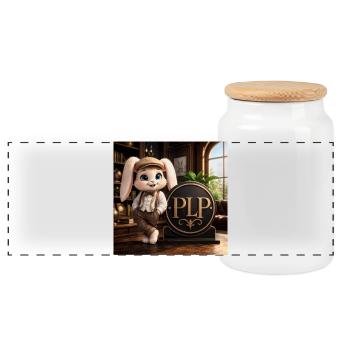 Whiskered Gentleman PLP - Panoramic Cookie Jar with Wooden Lid - white - Front