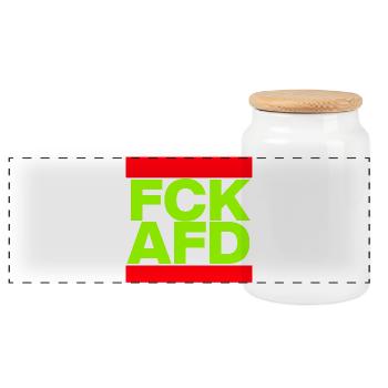FCK AFD, NIE WIEDER IST JETZT, PAS DE NZS, PAS D’AFD - Boîte à biscuits avec couvercle en bois - blanc - Devant