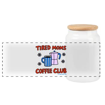 Le club de café de maman fatiguée - Boîte à biscuits avec couvercle en bois - blanc - Devant