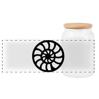 fossil - Panoramic Cookie Jar with Wooden Lid - white - Front