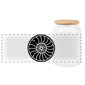 Ammonite - Panoramic Cookie Jar with Wooden Lid - white - Front