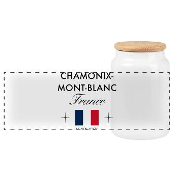 Chamonix Mont Blanc Frankreich Koordinaten Reise - Panorama Keksdose mit Holzdeckel - Weiß - Vorne