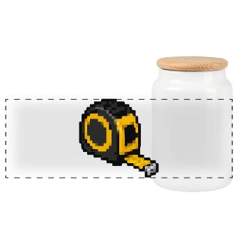 Tape measure pixels - Panoramic Cookie Jar with Wooden Lid - white - Front