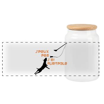 Staffie j'peux pas j'ai flirtpole sport - 002 - Boîte à biscuits avec couvercle en bois - blanc - Devant