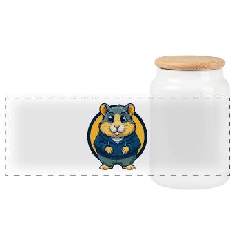 Mascotte de Hamster Kawaii Logo clipart Logo - Boîte à biscuits avec couvercle en bois - blanc - Devant