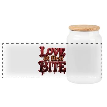 Love at First Bite Vampire Tee - Panoramic Cookie Jar with Wooden Lid - white - Front