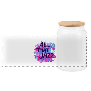 All That Jazz Musik Blumen Design - Panorama Keksdose mit Holzdeckel - Weiß - Vorne