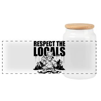 Respectez les locaux graffiti taube - Boîte à biscuits avec couvercle en bois - blanc - Devant