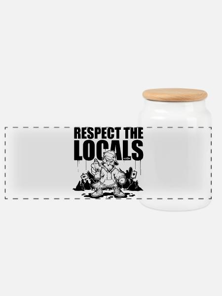 respect the locals graffiti taube - Panorama Keksdose mit Holzdeckel - Weiß