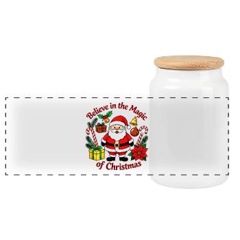 Believe in Christmas Magic - Panoramic Cookie Jar with Wooden Lid - white - Front