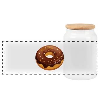 beignet - Boîte à biscuits avec couvercle en bois - blanc - Devant