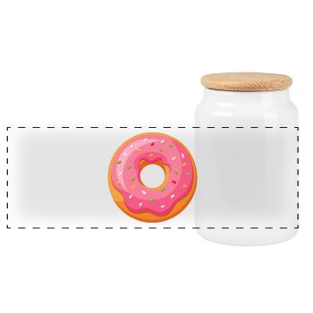 Donut - Panoramic Cookie Jar with Wooden Lid - white - Front