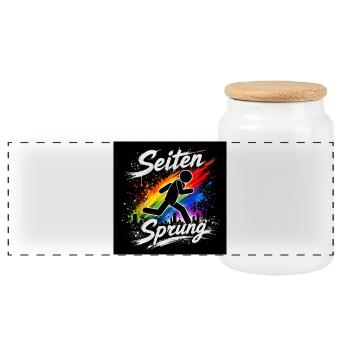 Pages Spring Rainbow Run - Panoramic Cookie Jar with Wooden Lid - white - Front