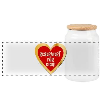 Reservierung Liebe Herz - Panorama Keksdose mit Holzdeckel - Weiß - Vorne