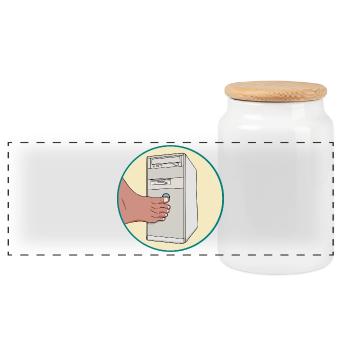 Retro 90s PC Power Button Toe Press Funny Tech - Panoramic Cookie Jar with Wooden Lid - white - Front