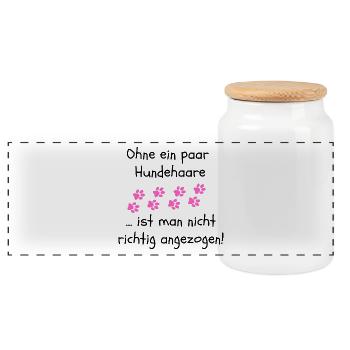 OHNE HUNDEHAARE, HUND, DOGLOVER, TIERLIEBE, HUNDE - Panorama Keksdose mit Holzdeckel - Weiß - Vorne