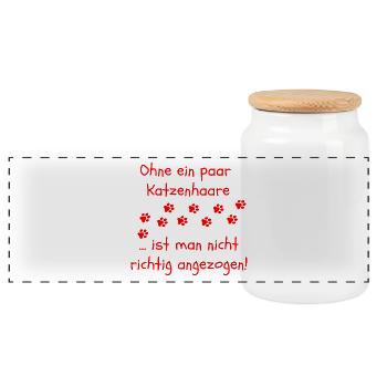 OHNE KATZENHAARE, KATZE, CATLOVER, KATZEN, CAT - Panorama Keksdose mit Holzdeckel - Weiß - Vorne