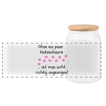 OHNE KATZENHAARE, KATZE, CATLOVER, KATZEN, CAT - Panorama Keksdose mit Holzdeckel - Weiß - Vorne