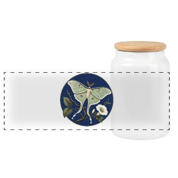 Actias luna (Luna Moth) – Illustration botanique - Boîte à biscuits avec couvercle en bois - blanc - Devant