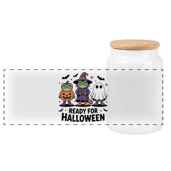 Halloween - Boîte à biscuits avec couvercle en bois - blanc - Devant