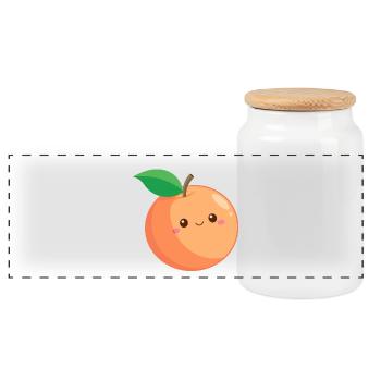Kawaii Peach - Panoramic Cookie Jar with Wooden Lid - white - Front
