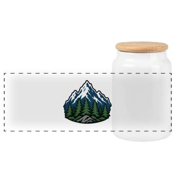 Mountain Forest Patch - Panoramic Cookie Jar with Wooden Lid - white - Front