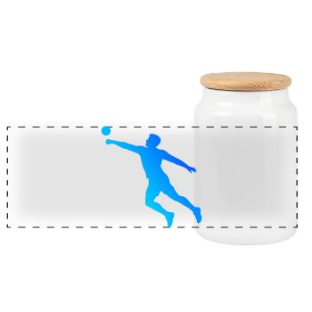 Fistball Playing Gift Idea for a Ball Athlete - Panoramic Cookie Jar with Wooden Lid - white - Front