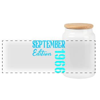 September 1966 - 60th birthday - Panoramic Cookie Jar with Wooden Lid - white - Front